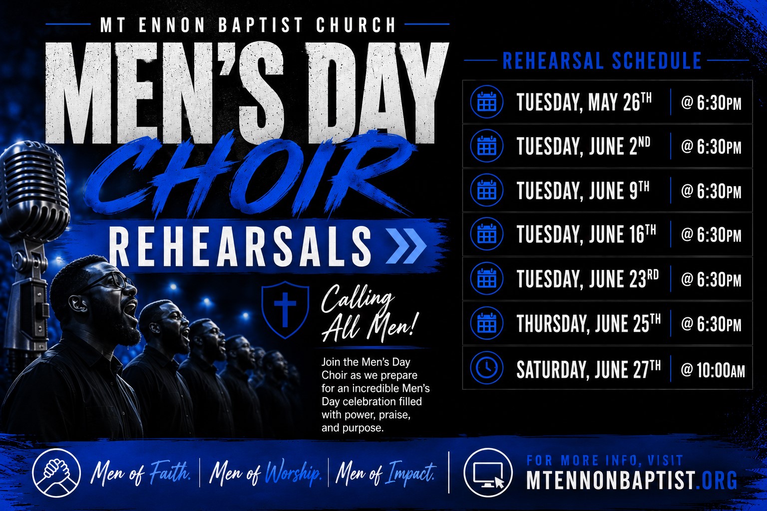 Men's Day Choir Rehearsal Schedule